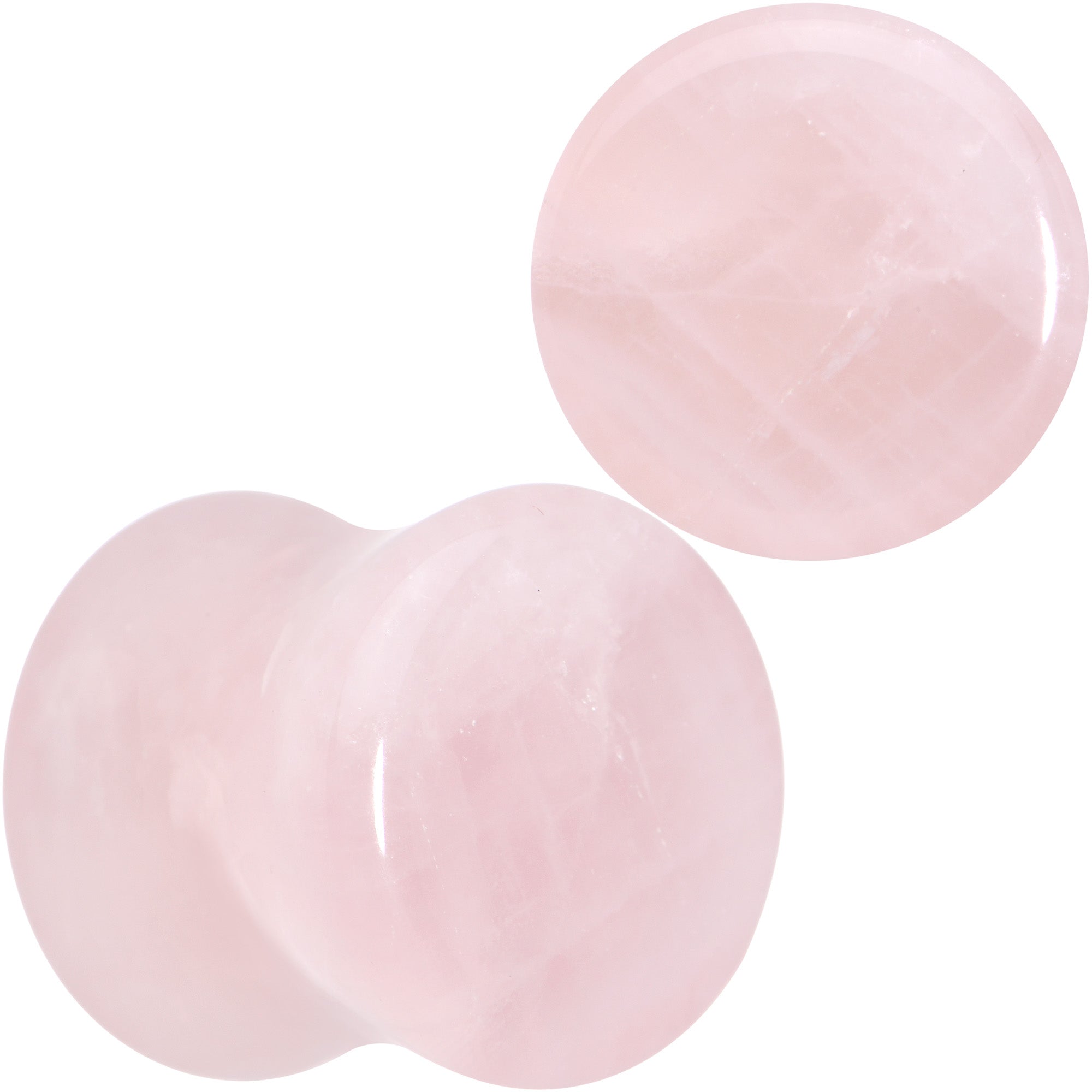 BodyCandy Pink Rose Quartz Round Double Flare Plug Set — comparison shot