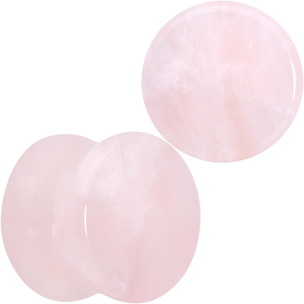 BodyCandy Pink Rose Quartz Round Double Flare Plug Set — flat-lay composition