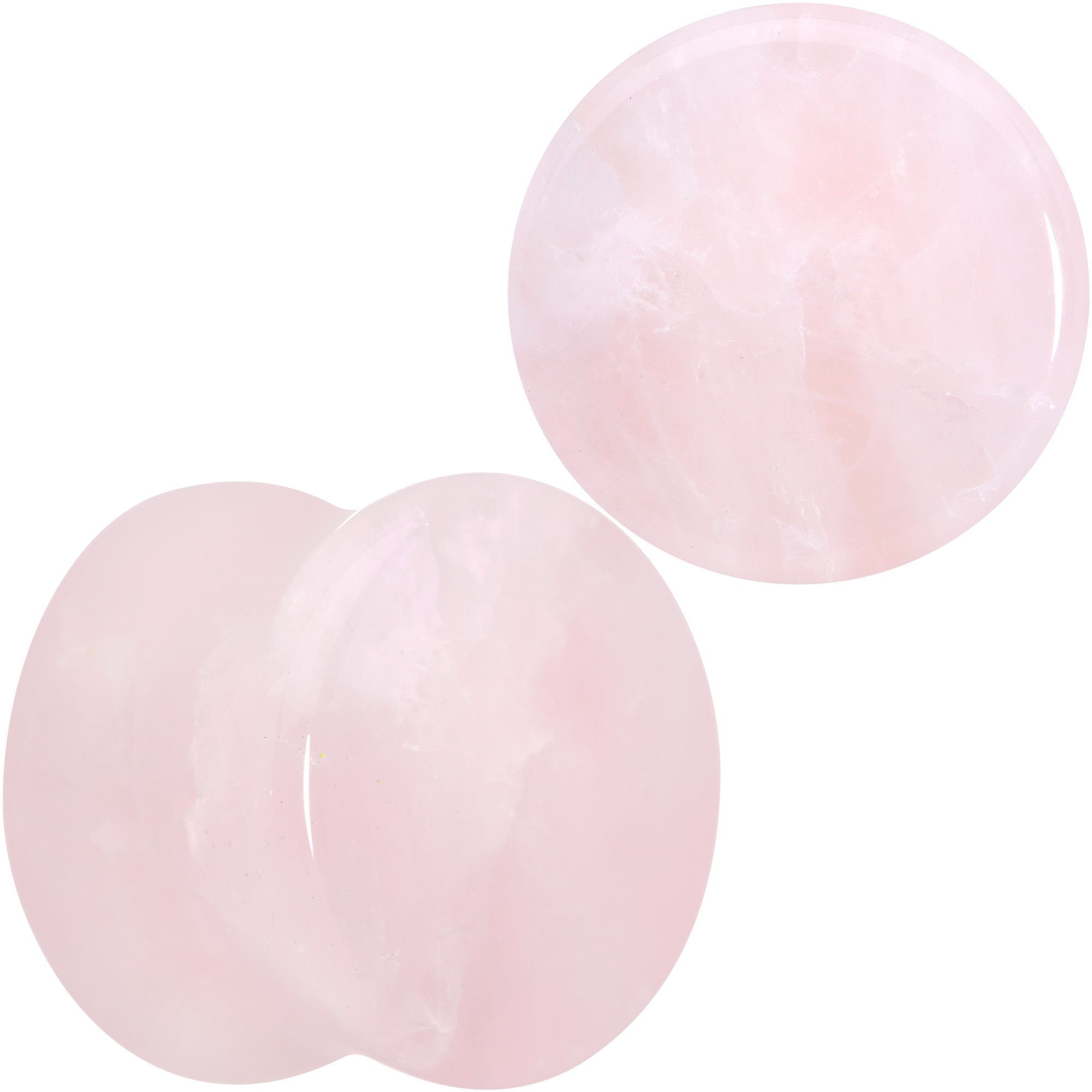 BodyCandy Pink Rose Quartz Round Double Flare Plug Set — flat-lay composition