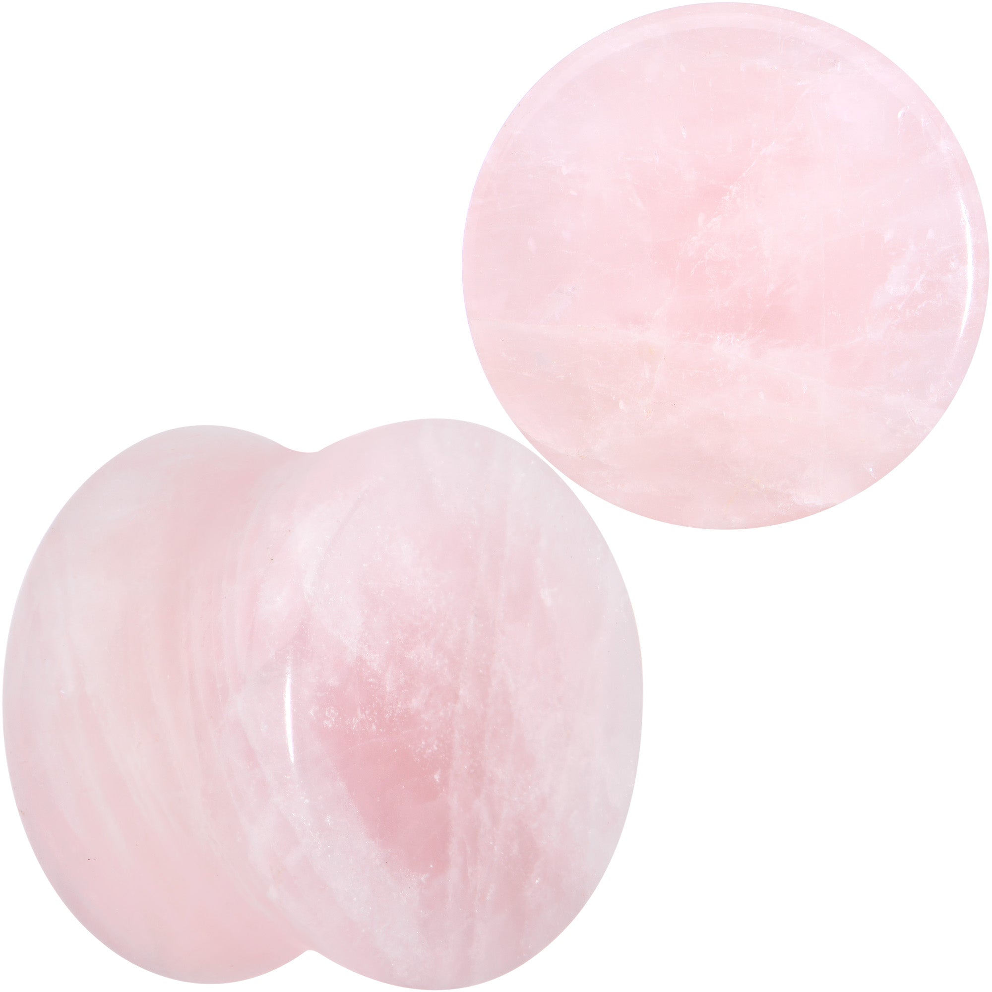 BodyCandy Pink Rose Quartz Round Double Flare Plug Set — main product shot