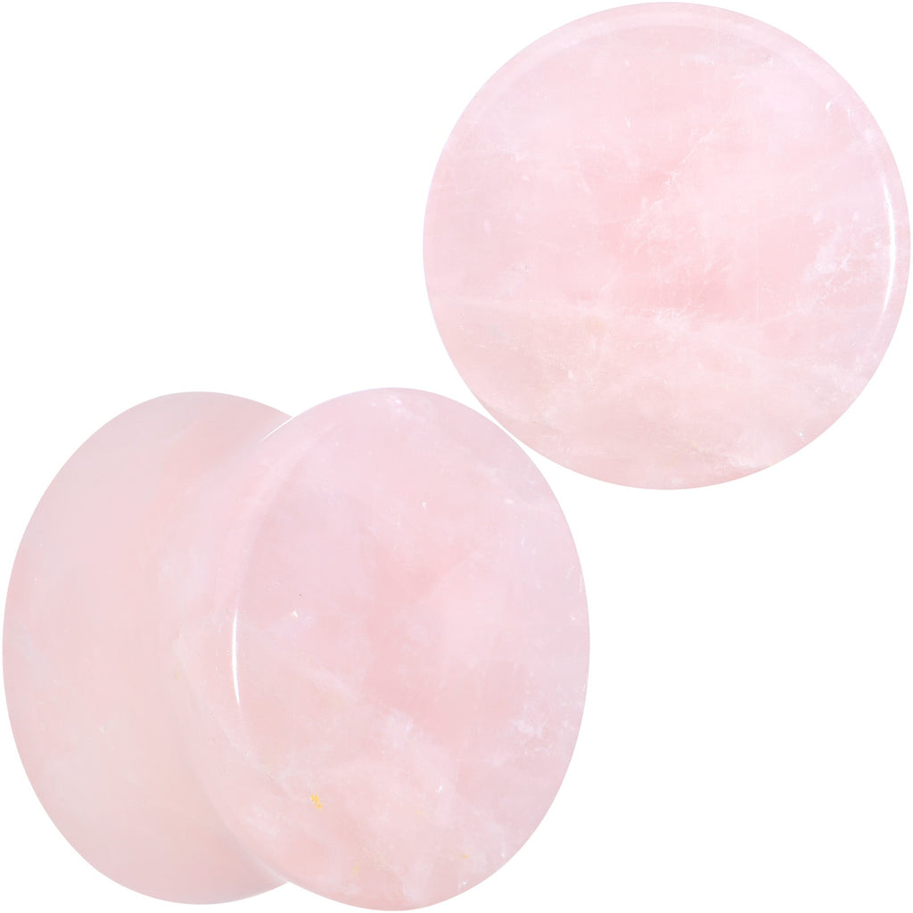 BodyCandy Pink Rose Quartz Round Double Flare Plug Set — detail close-up
