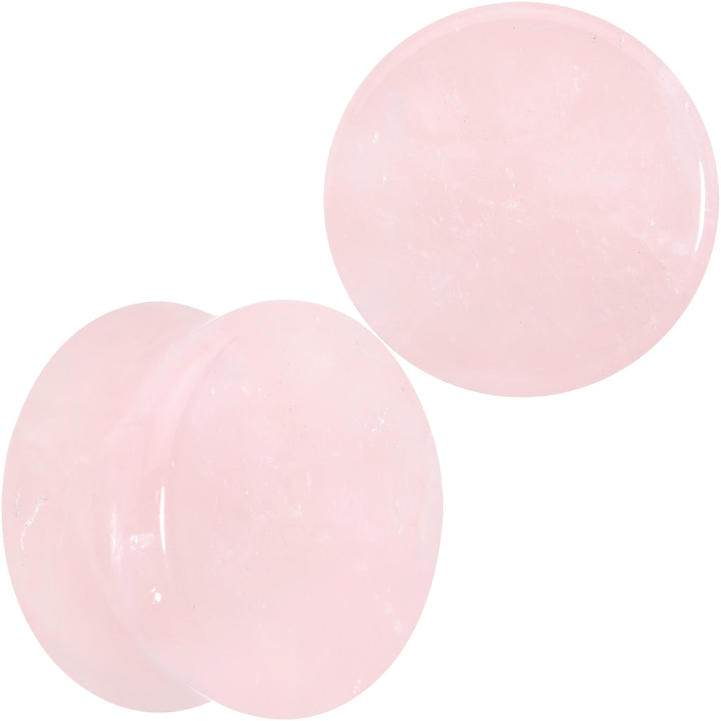 BodyCandy Pink Rose Quartz Round Double Flare Plug Set — side view
