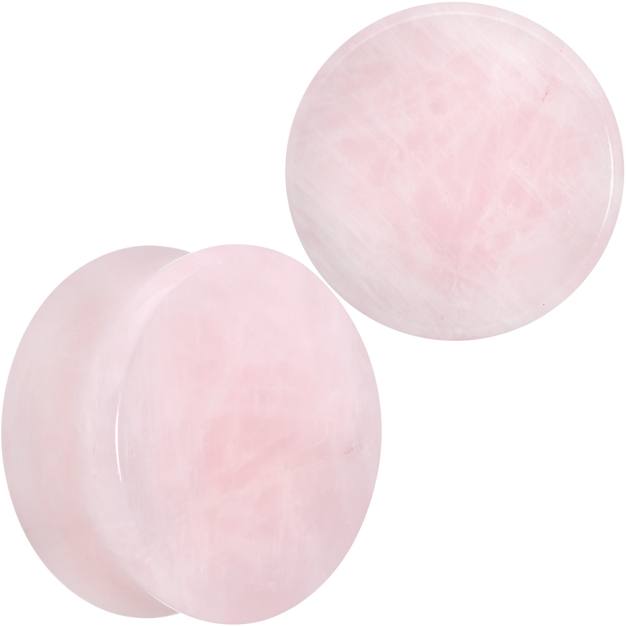 BodyCandy Pink Rose Quartz Round Double Flare Plug Set — in-use photo
