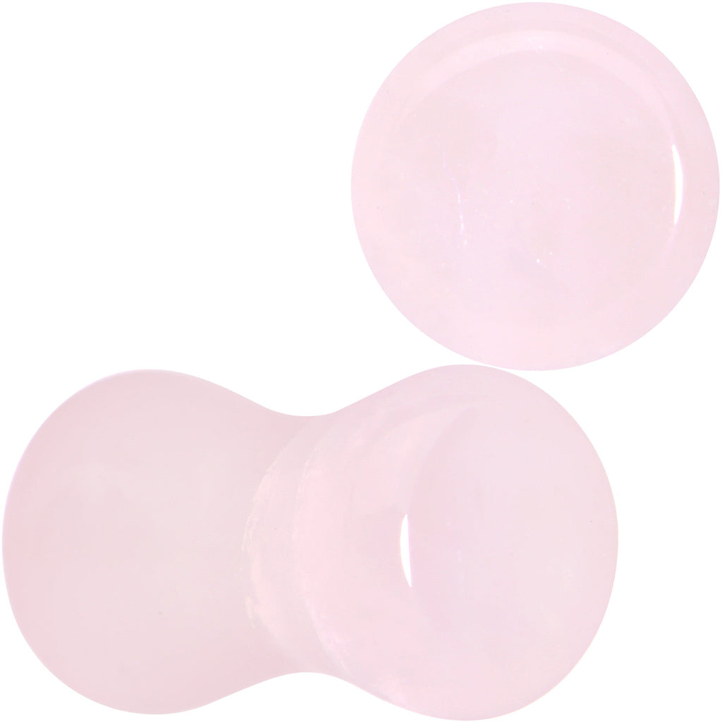 BodyCandy Pink Rose Quartz Round Double Flare Plug Set — in-use photo