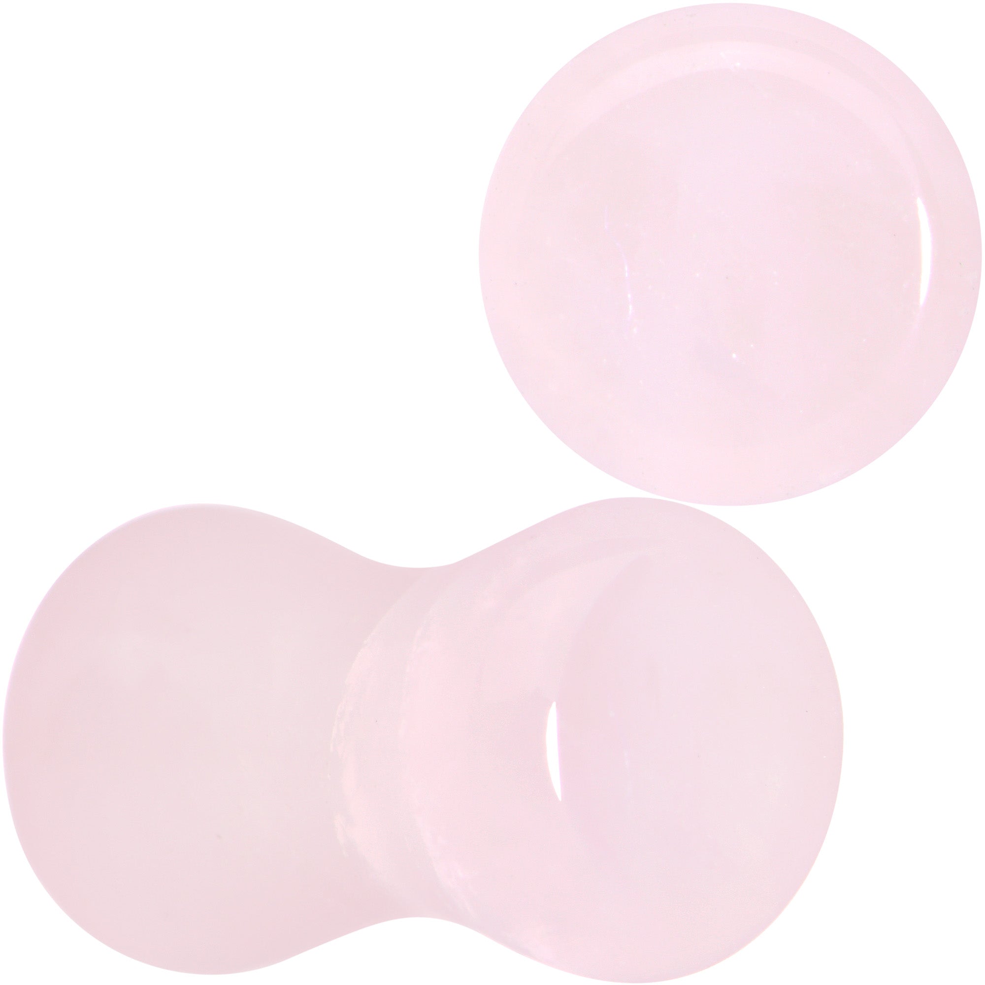 BodyCandy Pink Rose Quartz Round Double Flare Plug Set — in-use photo