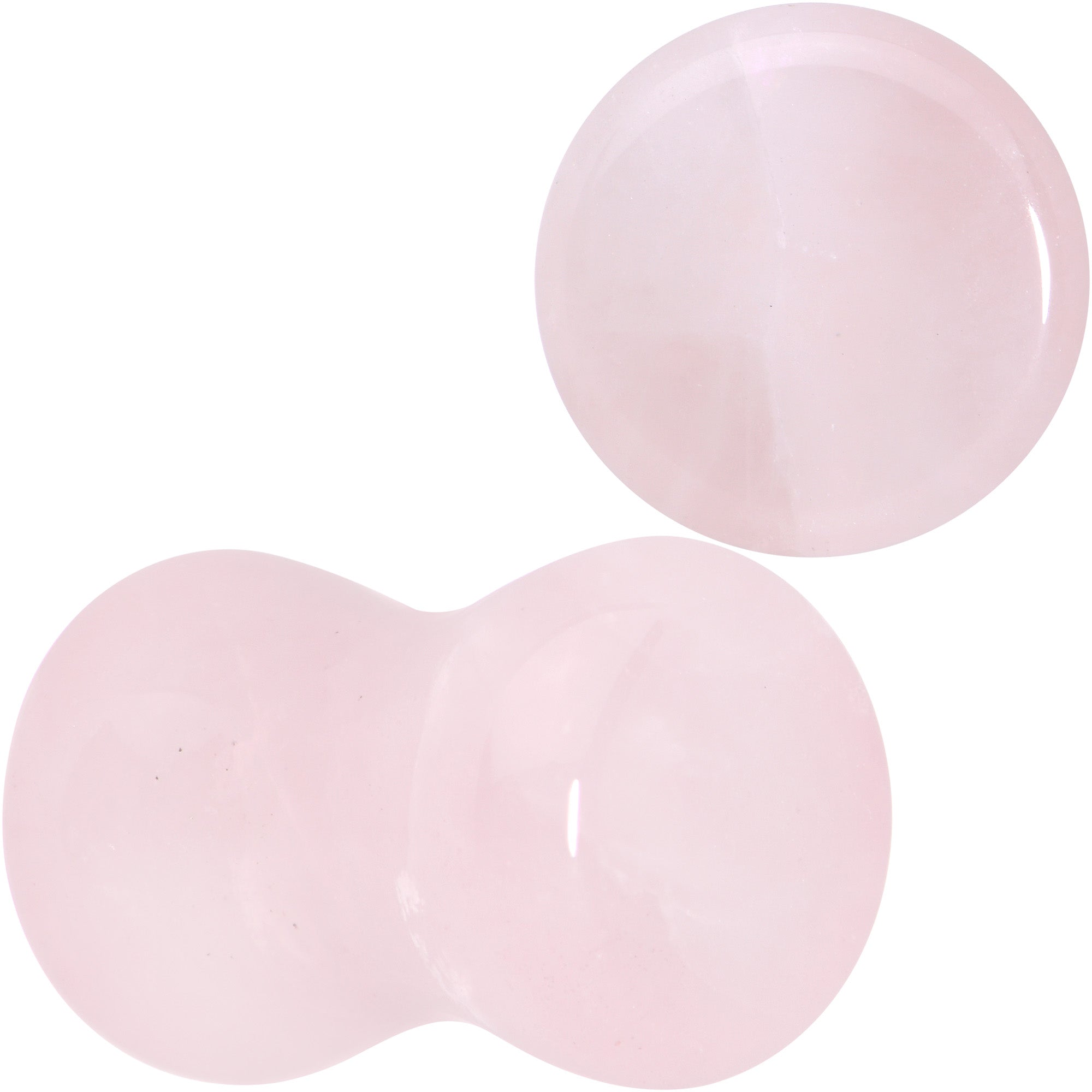 BodyCandy Pink Rose Quartz Round Double Flare Plug Set — size reference