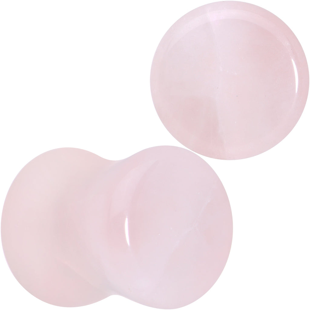 BodyCandy Pink Rose Quartz Round Double Flare Plug Set — color detail