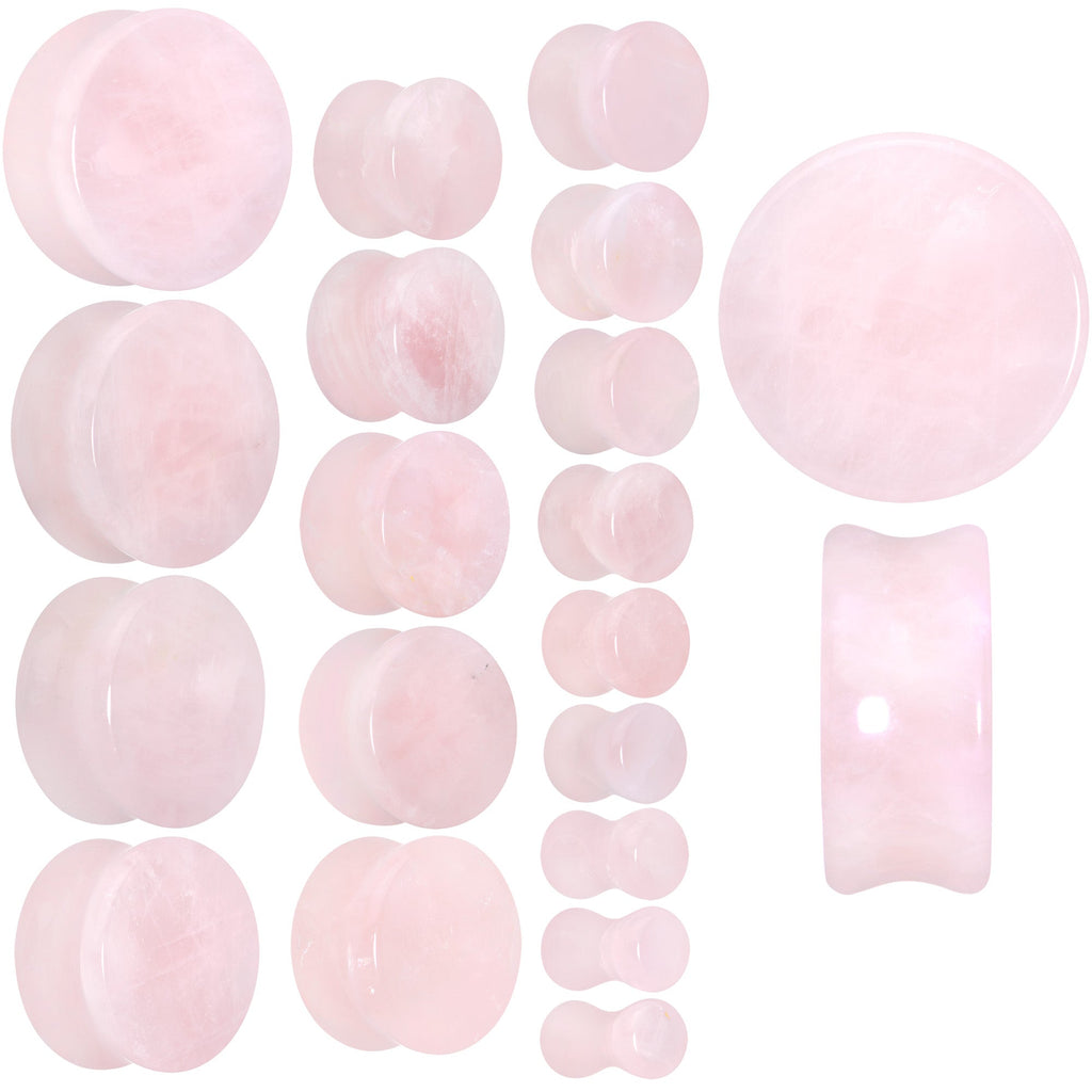 BodyCandy Pink Rose Quartz Round Double Flare Plug Set — main product shot