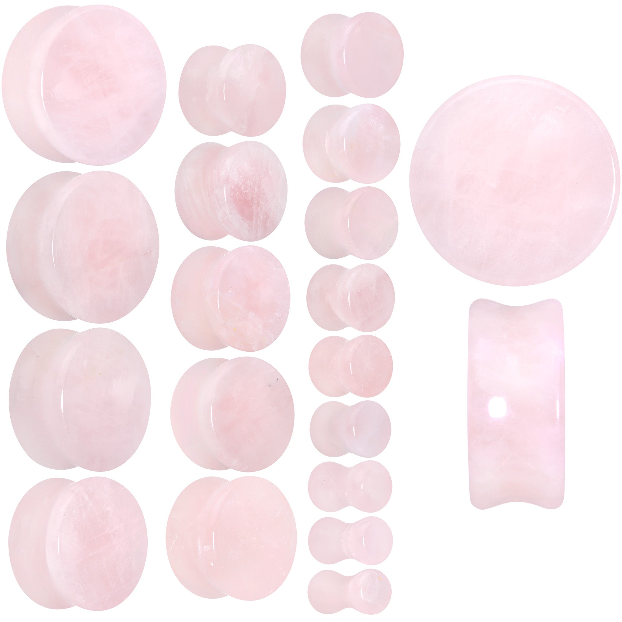 BodyCandy Pink Rose Quartz Round Double Flare Plug Set — main product shot
