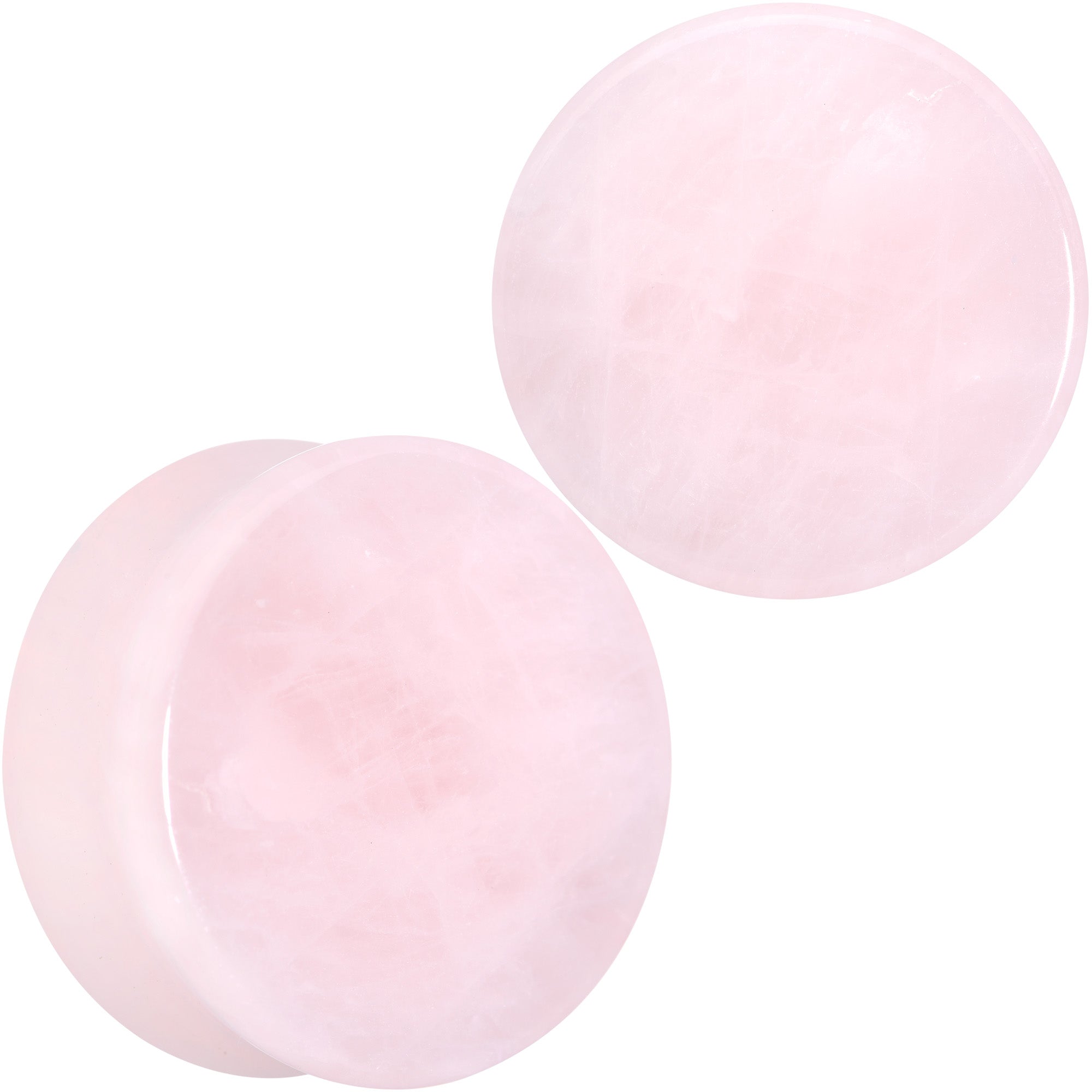 BodyCandy Pink Rose Quartz Round Double Flare Plug Set — detail close-up
