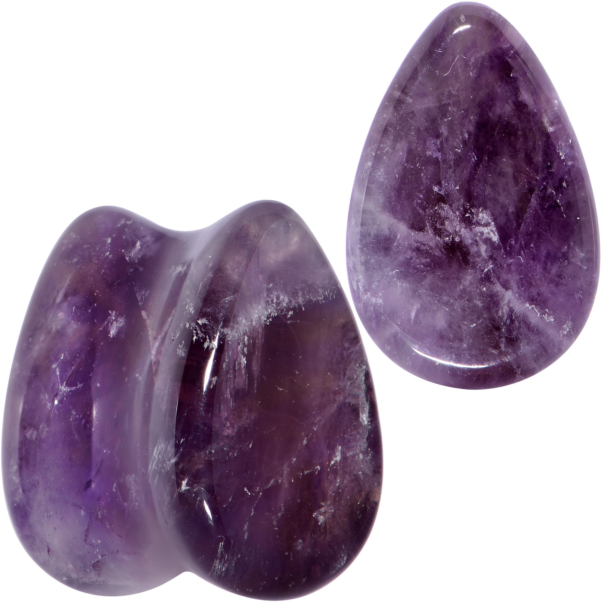 BodyCandy Purple Amethyst Stone Drop Saddle Plug Set — size reference