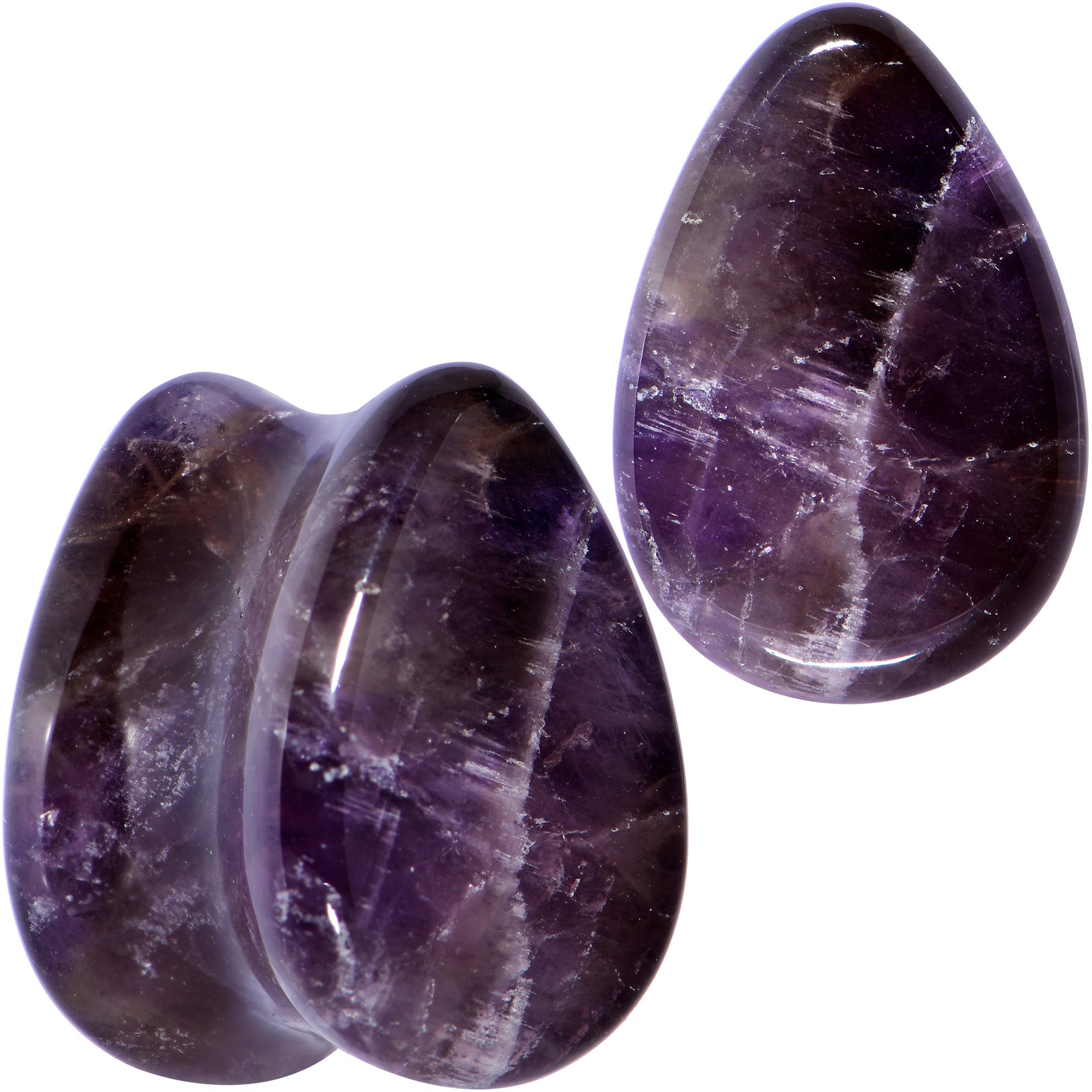 BodyCandy Purple Amethyst Stone Drop Saddle Plug Set — color detail