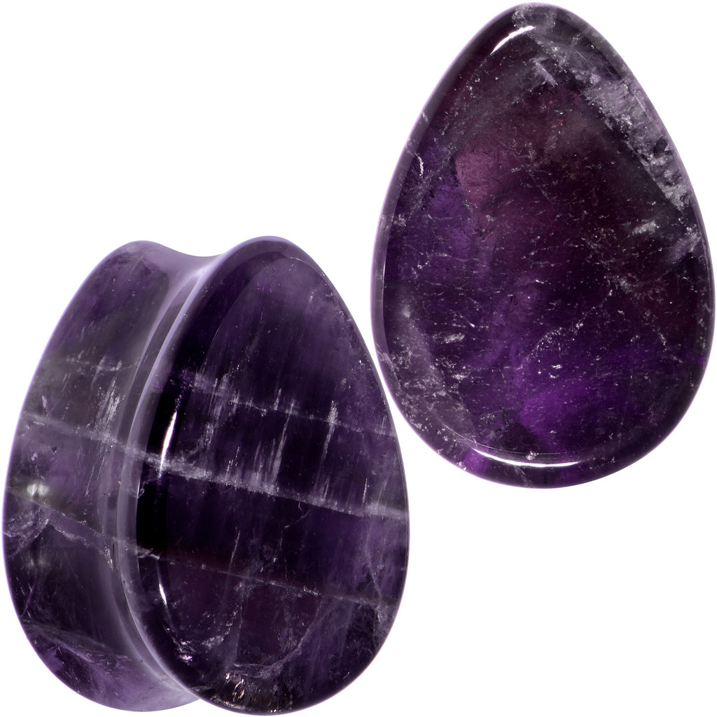 BodyCandy Purple Amethyst Stone Drop Saddle Plug Set — fabric or material detail