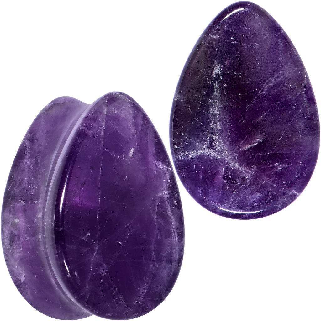 BodyCandy Purple Amethyst Stone Drop Saddle Plug Set — product on model