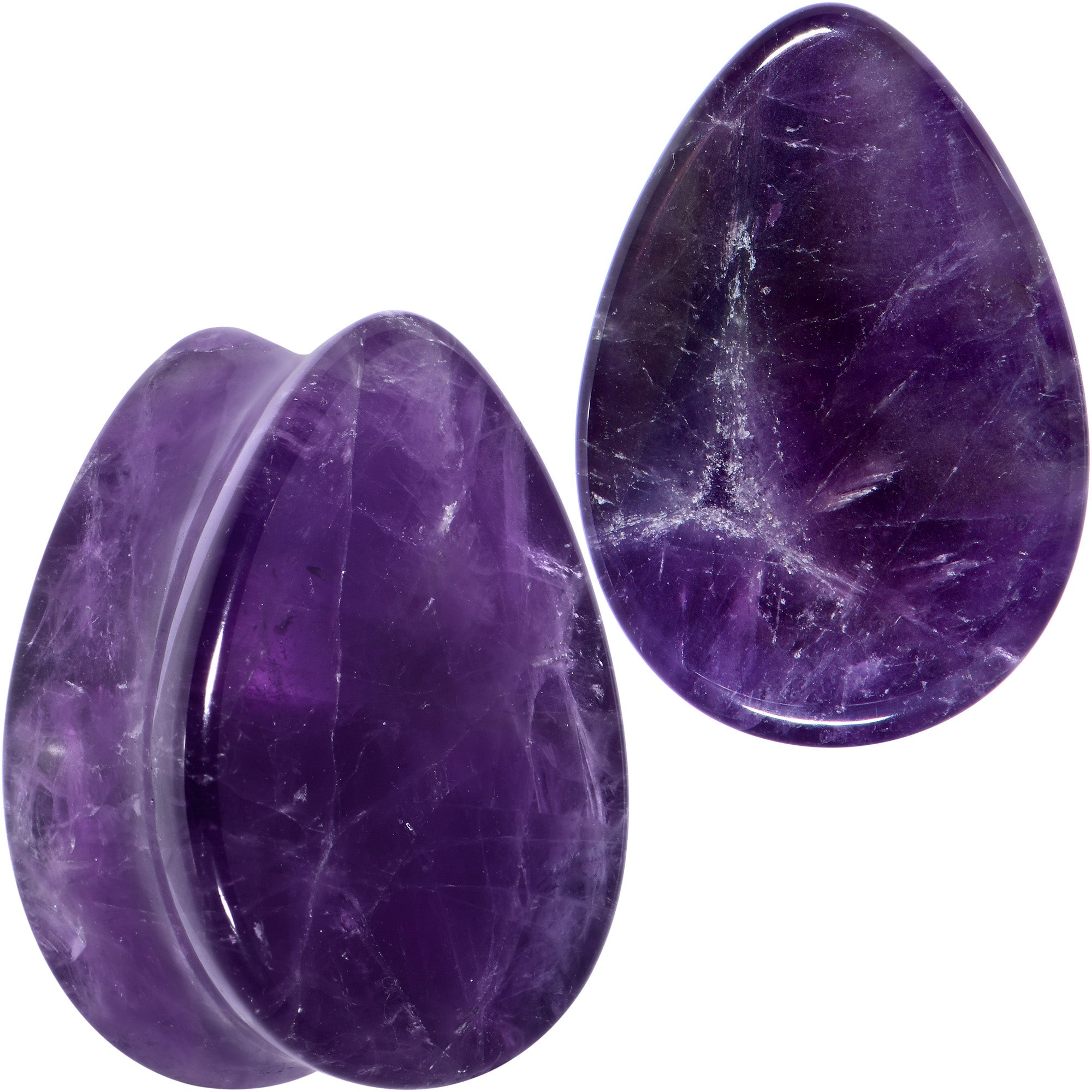 BodyCandy Purple Amethyst Stone Drop Saddle Plug Set — product on model