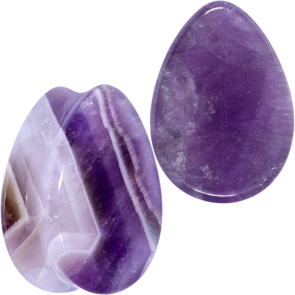 BodyCandy Purple Amethyst Stone Drop Saddle Plug Set — flat-lay composition