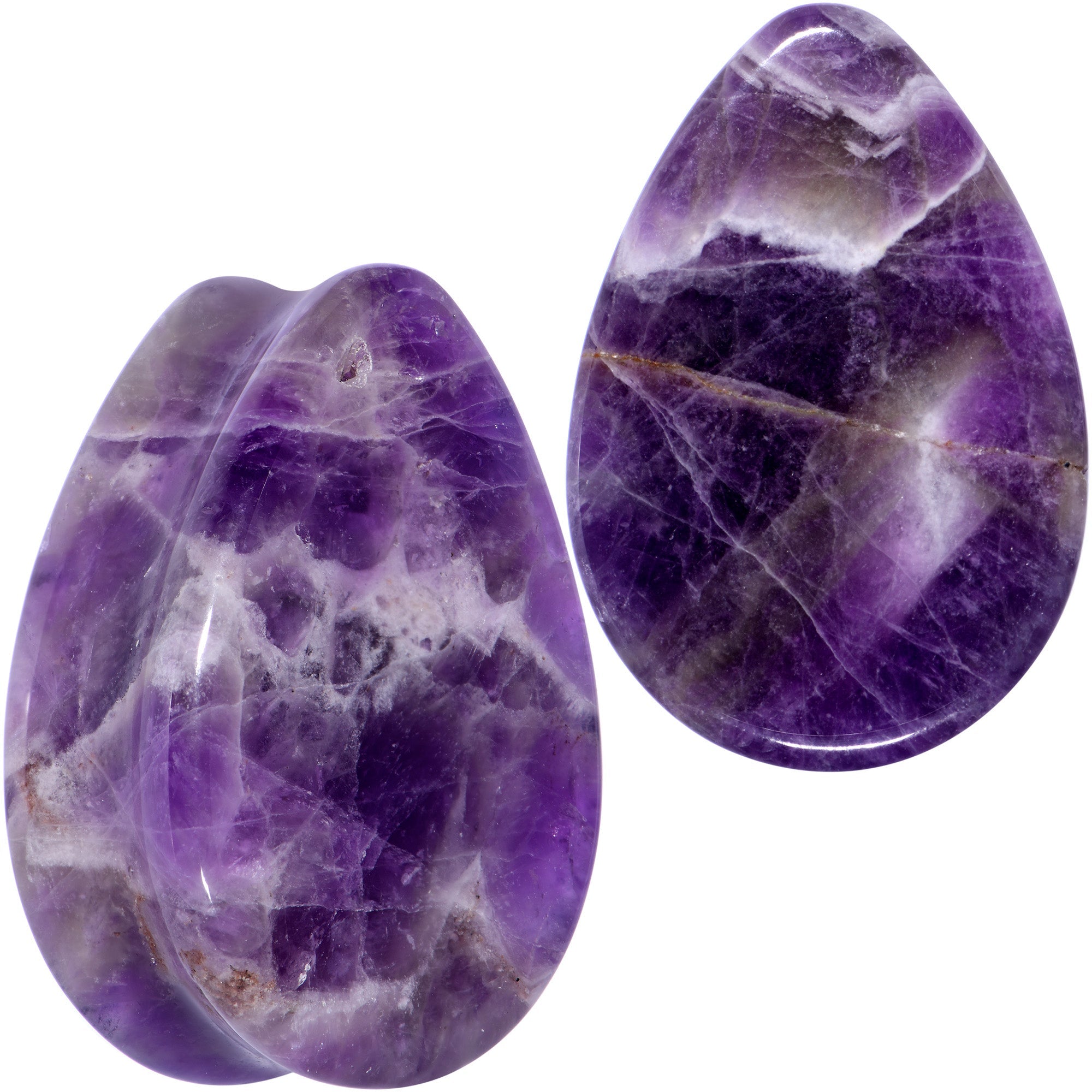 BodyCandy Purple Amethyst Stone Drop Saddle Plug Set — main product shot
