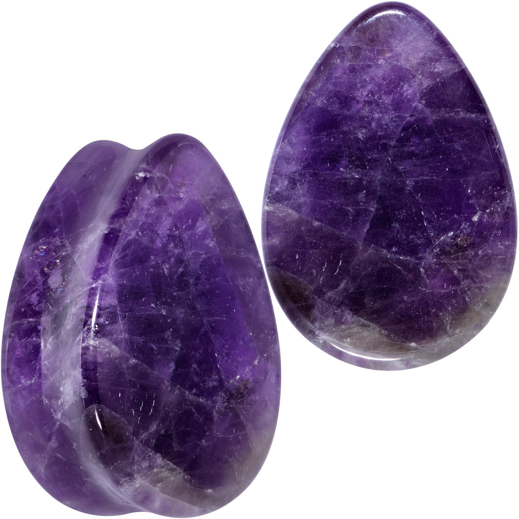 BodyCandy Purple Amethyst Stone Drop Saddle Plug Set — detail close-up