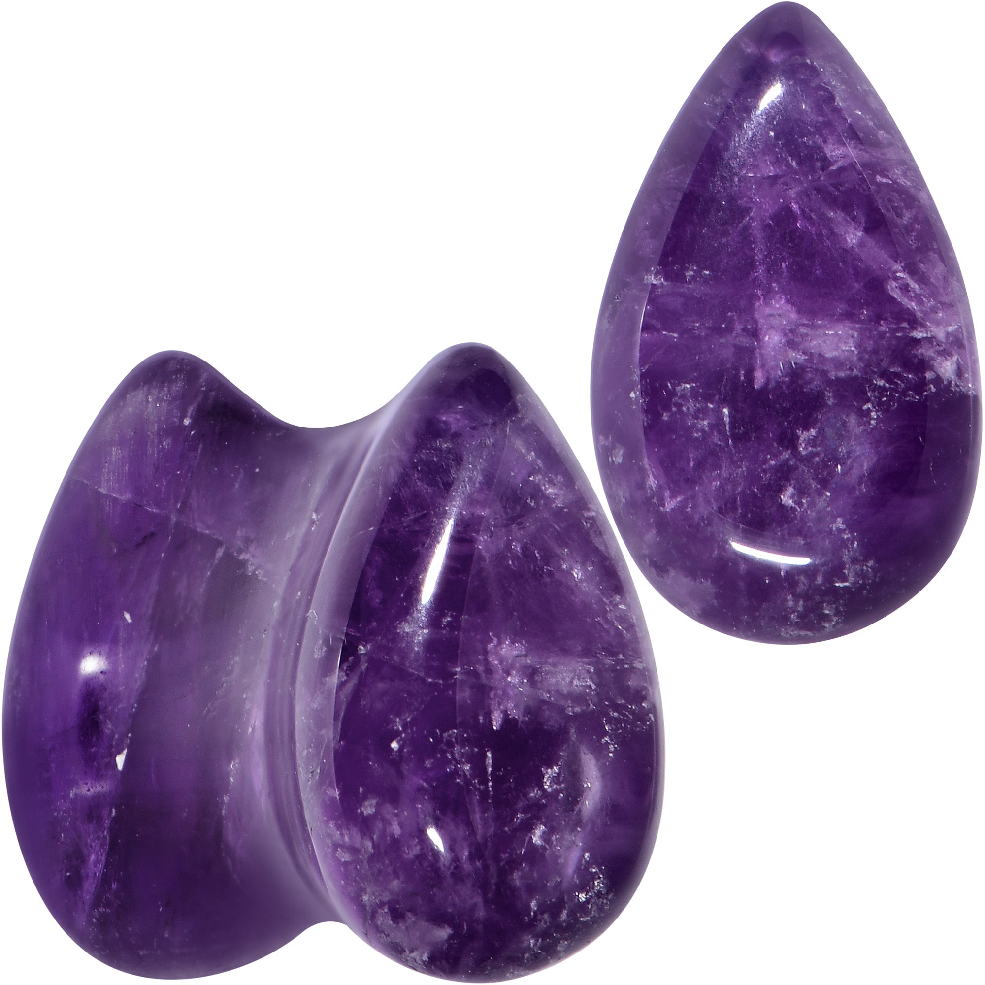 BodyCandy Purple Amethyst Stone Drop Saddle Plug Set — alternative angle