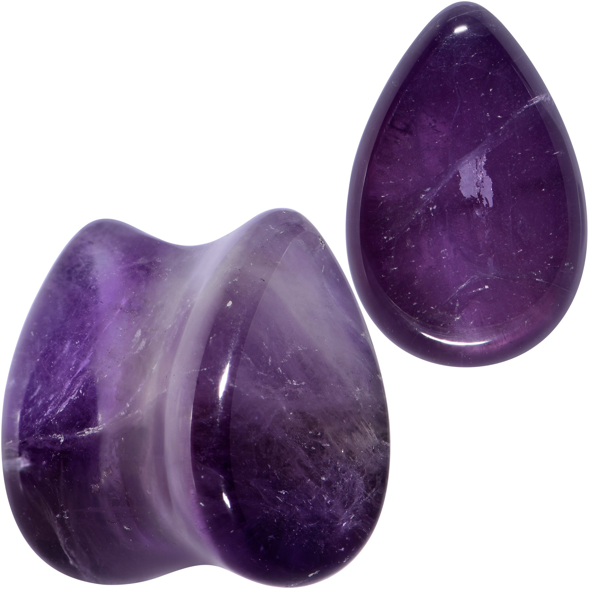 BodyCandy Purple Amethyst Stone Drop Saddle Plug Set — in-use photo