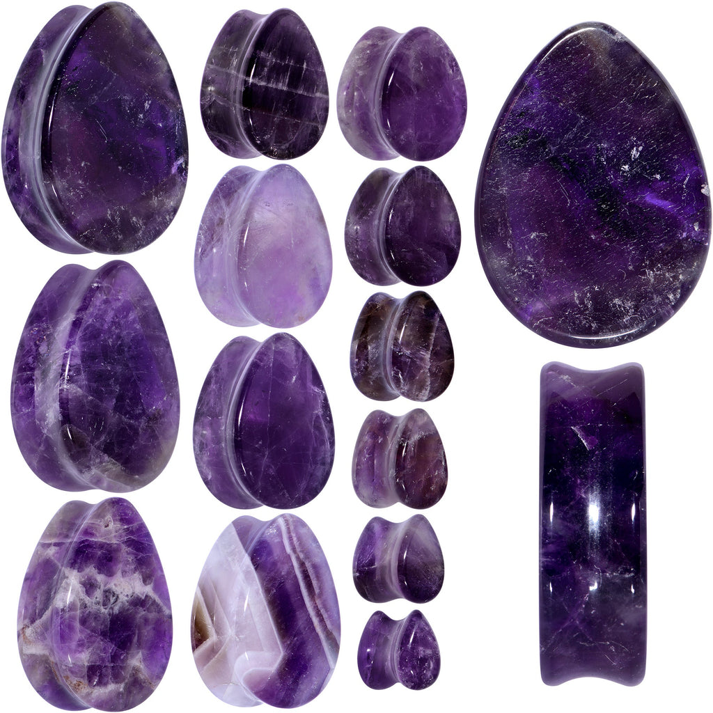 BodyCandy Purple Amethyst Stone Drop Saddle Plug Set — main product shot