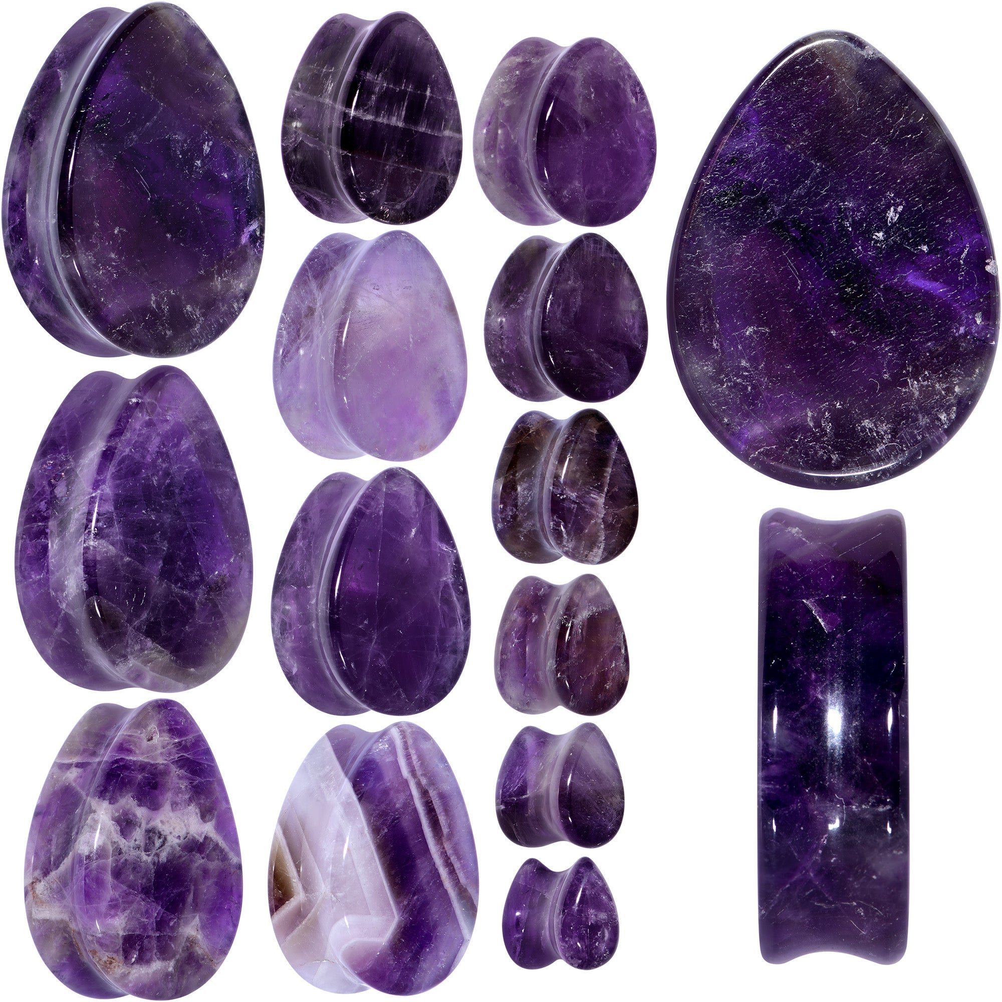 BodyCandy Purple Amethyst Stone Drop Saddle Plug Set — main product shot