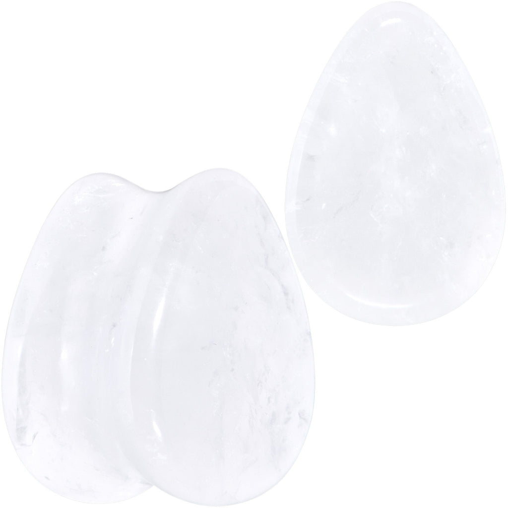 BodyCandy White Cloudy Quartz Drop Saddle Plug Set — color detail