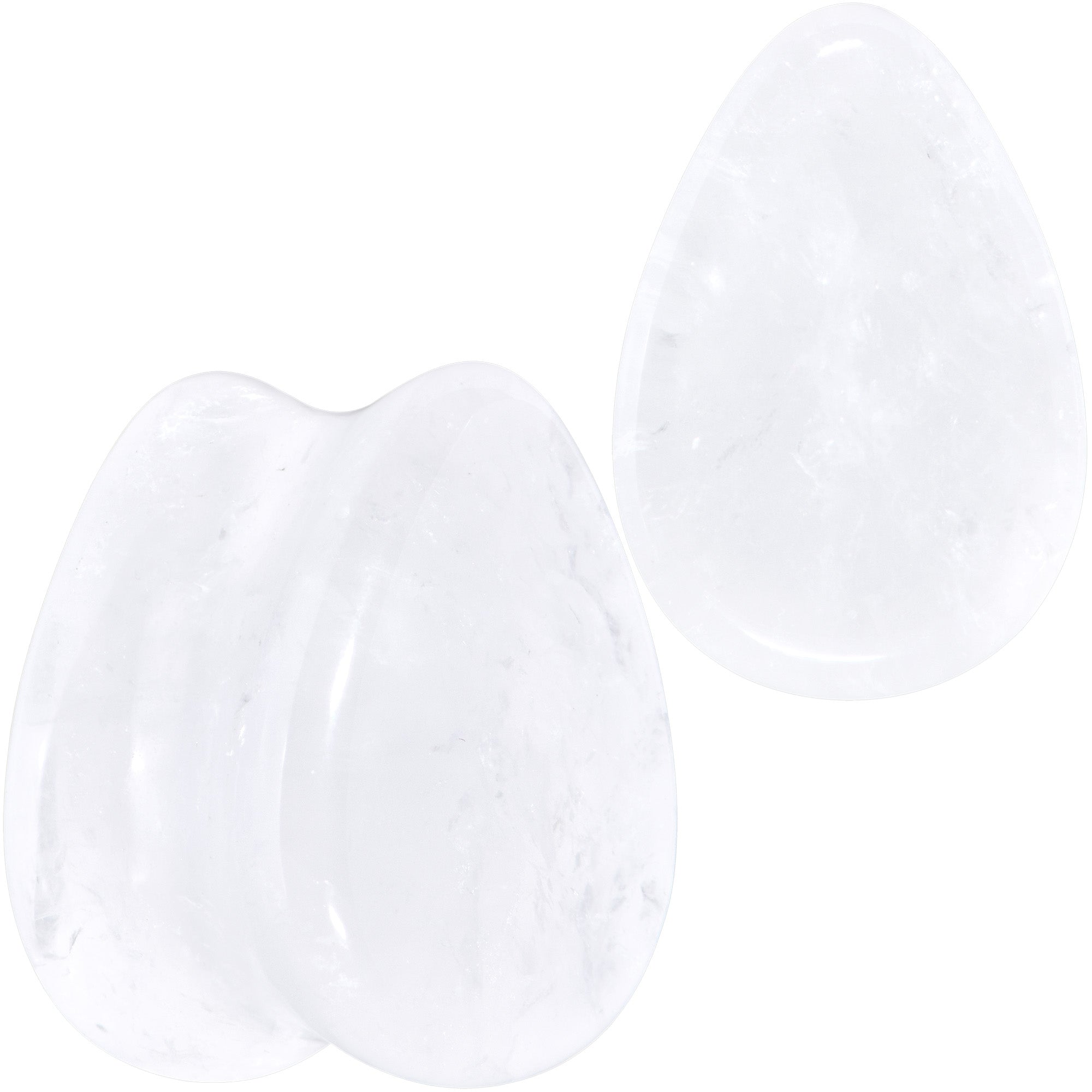 BodyCandy White Cloudy Quartz Drop Saddle Plug Set — color detail