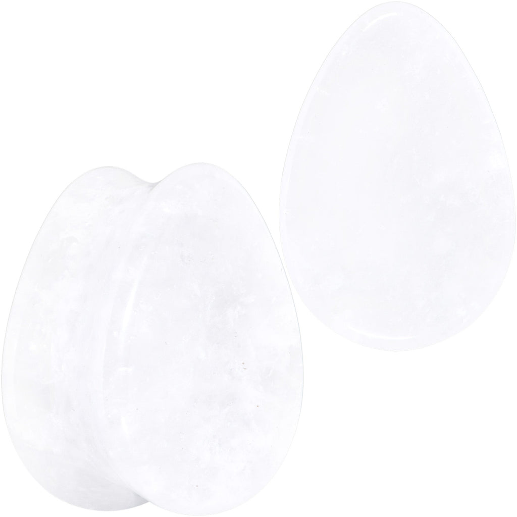 BodyCandy White Cloudy Quartz Drop Saddle Plug Set — fabric or material detail