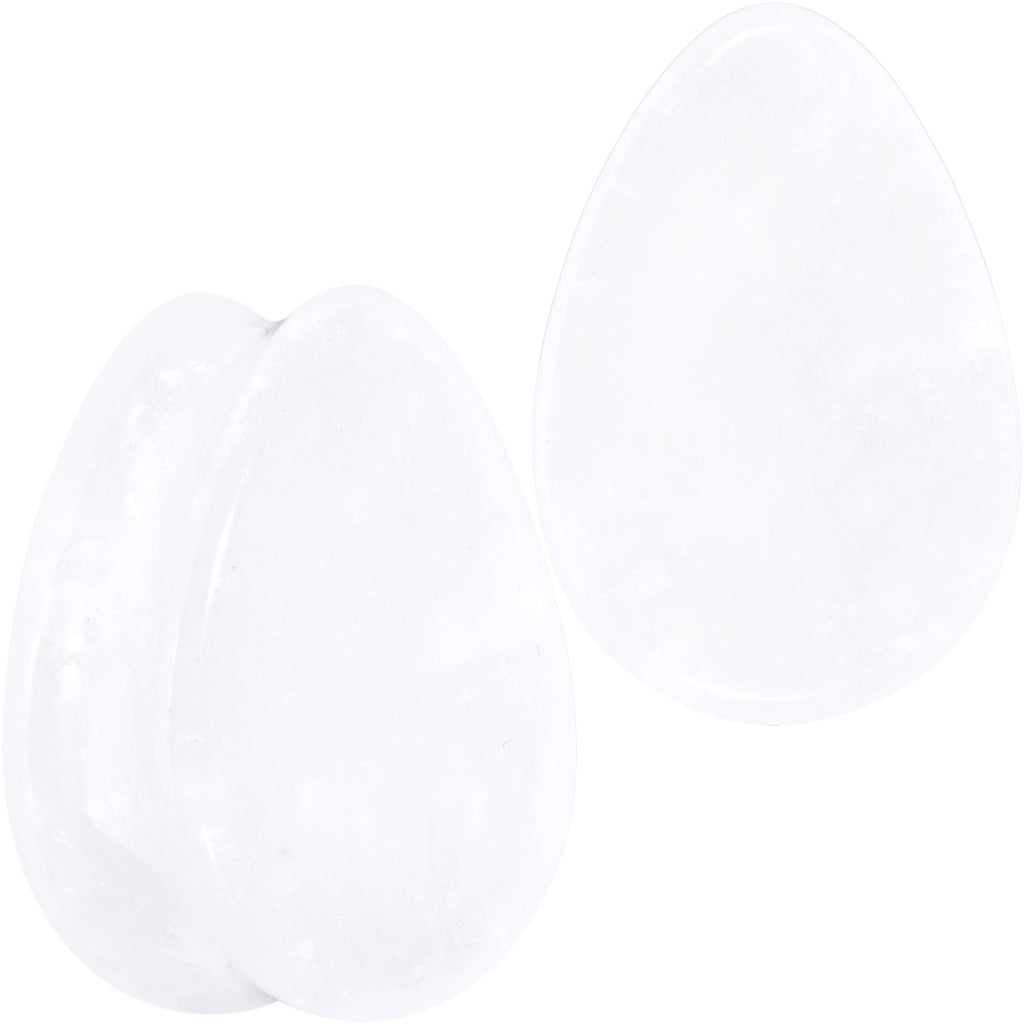 BodyCandy White Cloudy Quartz Drop Saddle Plug Set — feature highlight