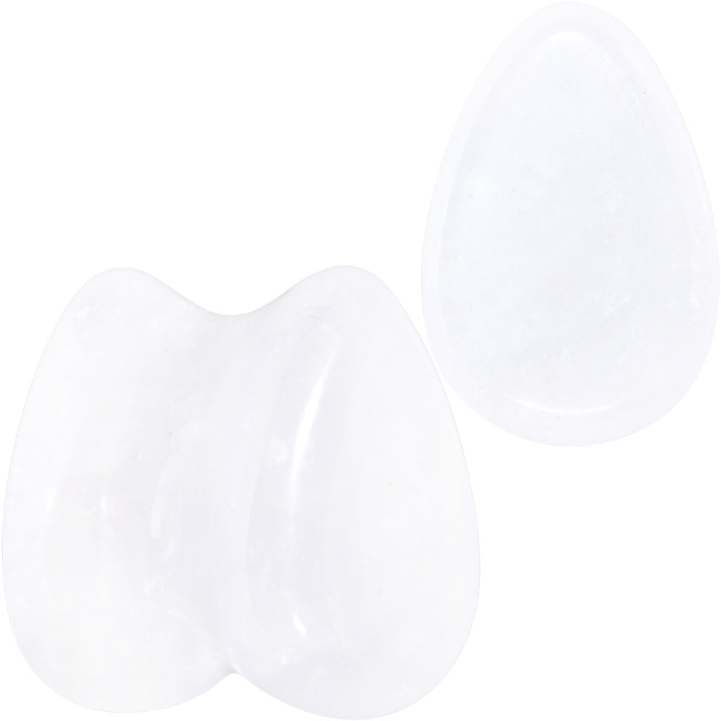 BodyCandy White Cloudy Quartz Drop Saddle Plug Set — in-use photo