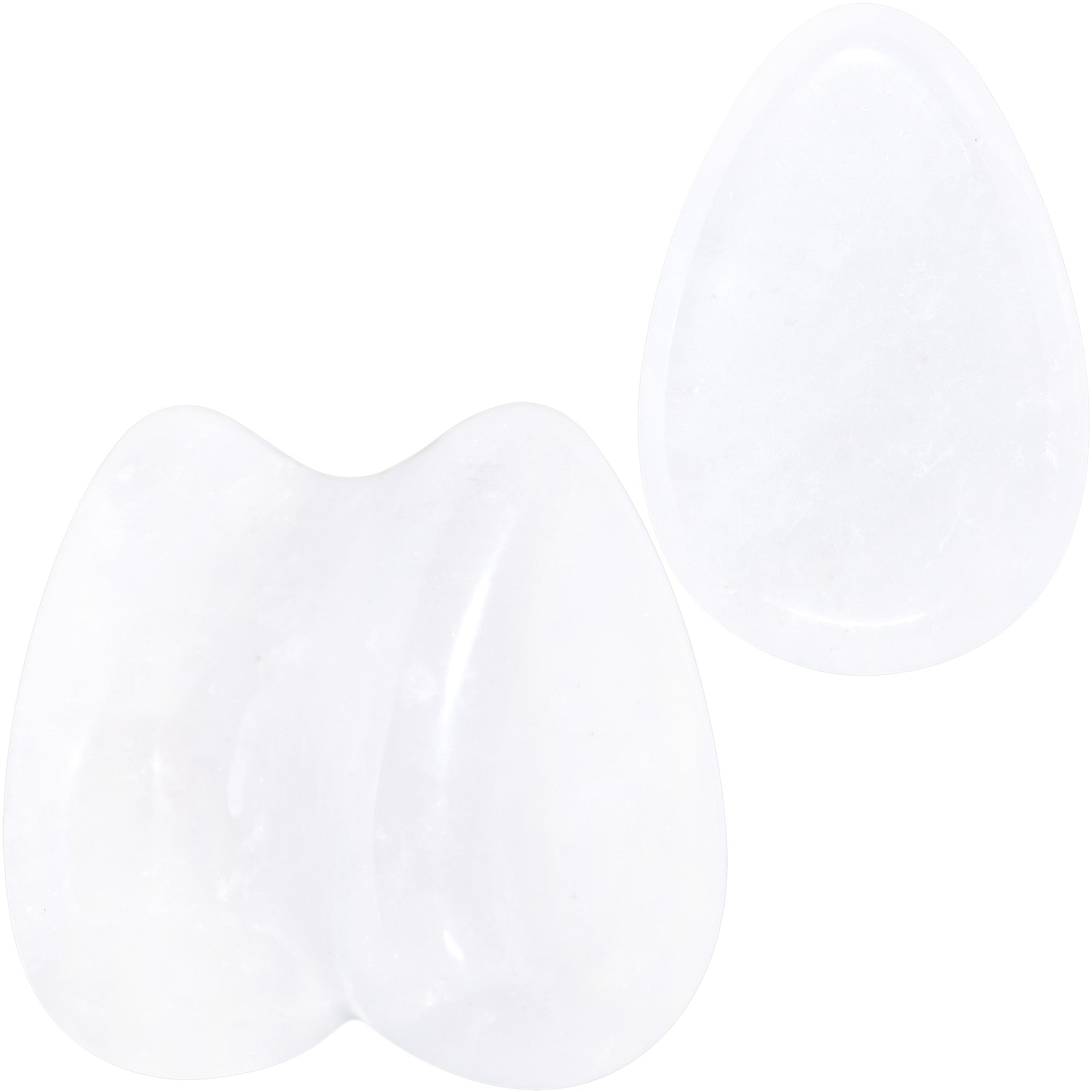 BodyCandy White Cloudy Quartz Drop Saddle Plug Set — in-use photo