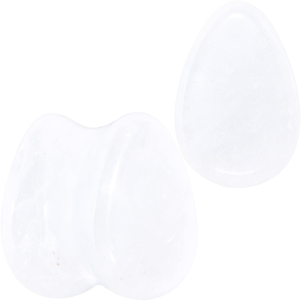 BodyCandy White Cloudy Quartz Drop Saddle Plug Set — size reference
