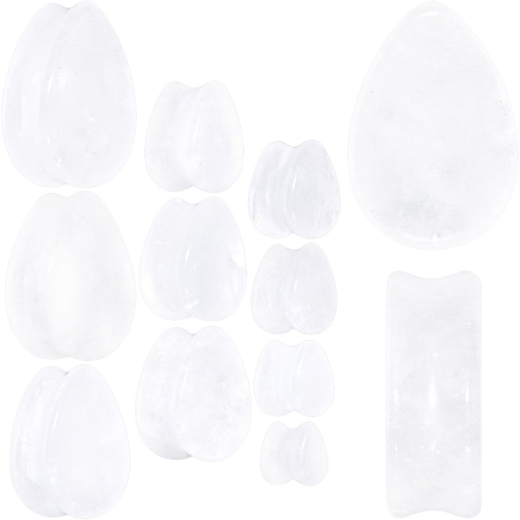 BodyCandy White Cloudy Quartz Drop Saddle Plug Set — main product shot