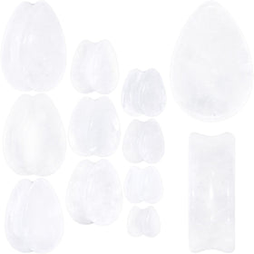 White Cloudy Quartz Drop Saddle Plug Set