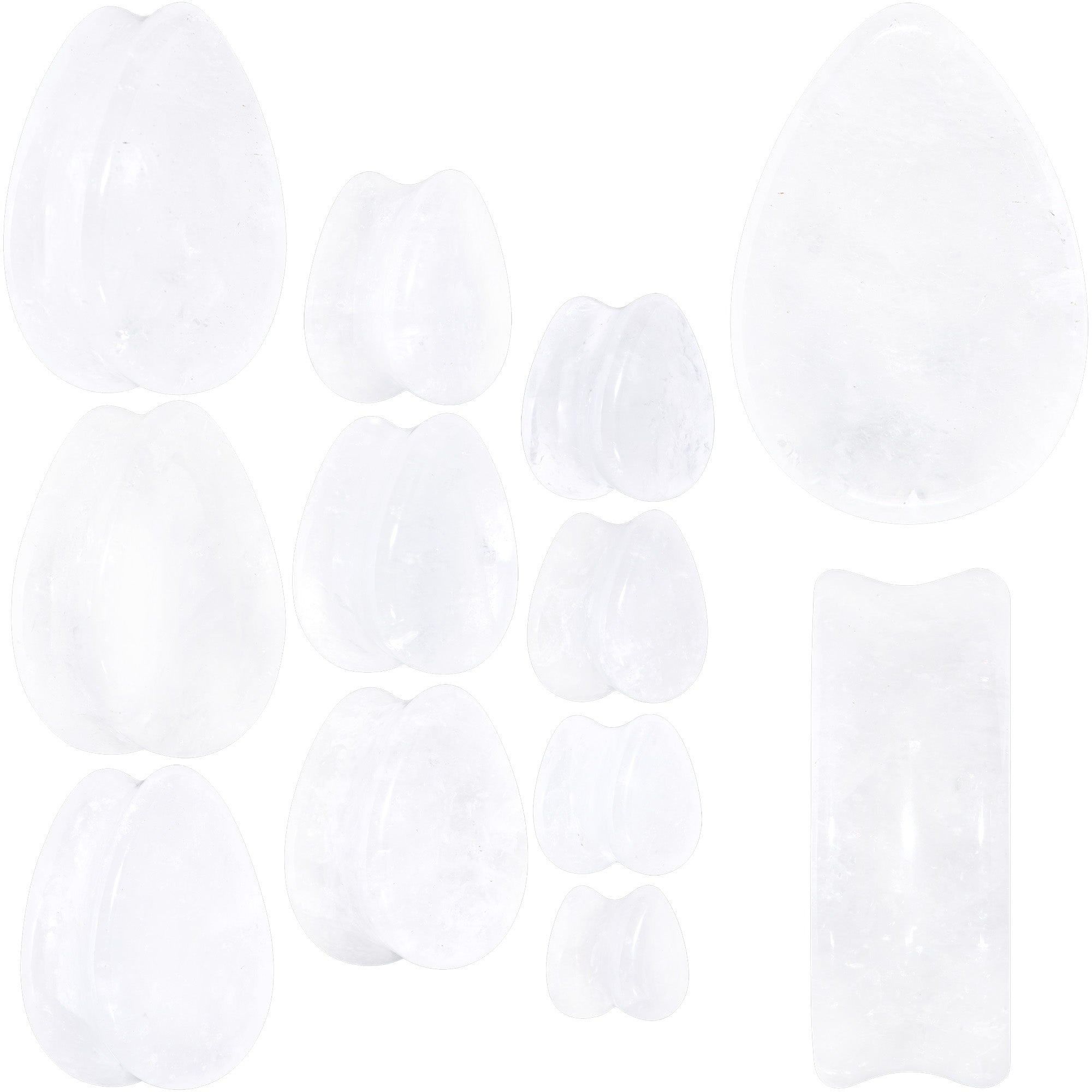 BodyCandy White Cloudy Quartz Drop Saddle Plug Set — main product shot