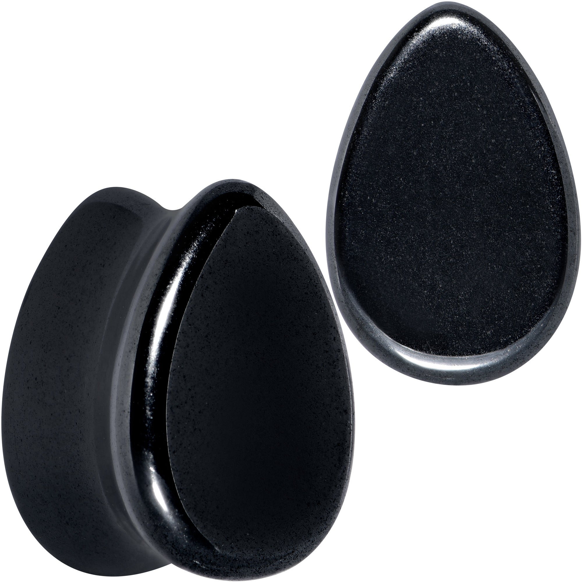 BodyCandy Black Hematite Stone Drop Saddle Plug Set — size reference