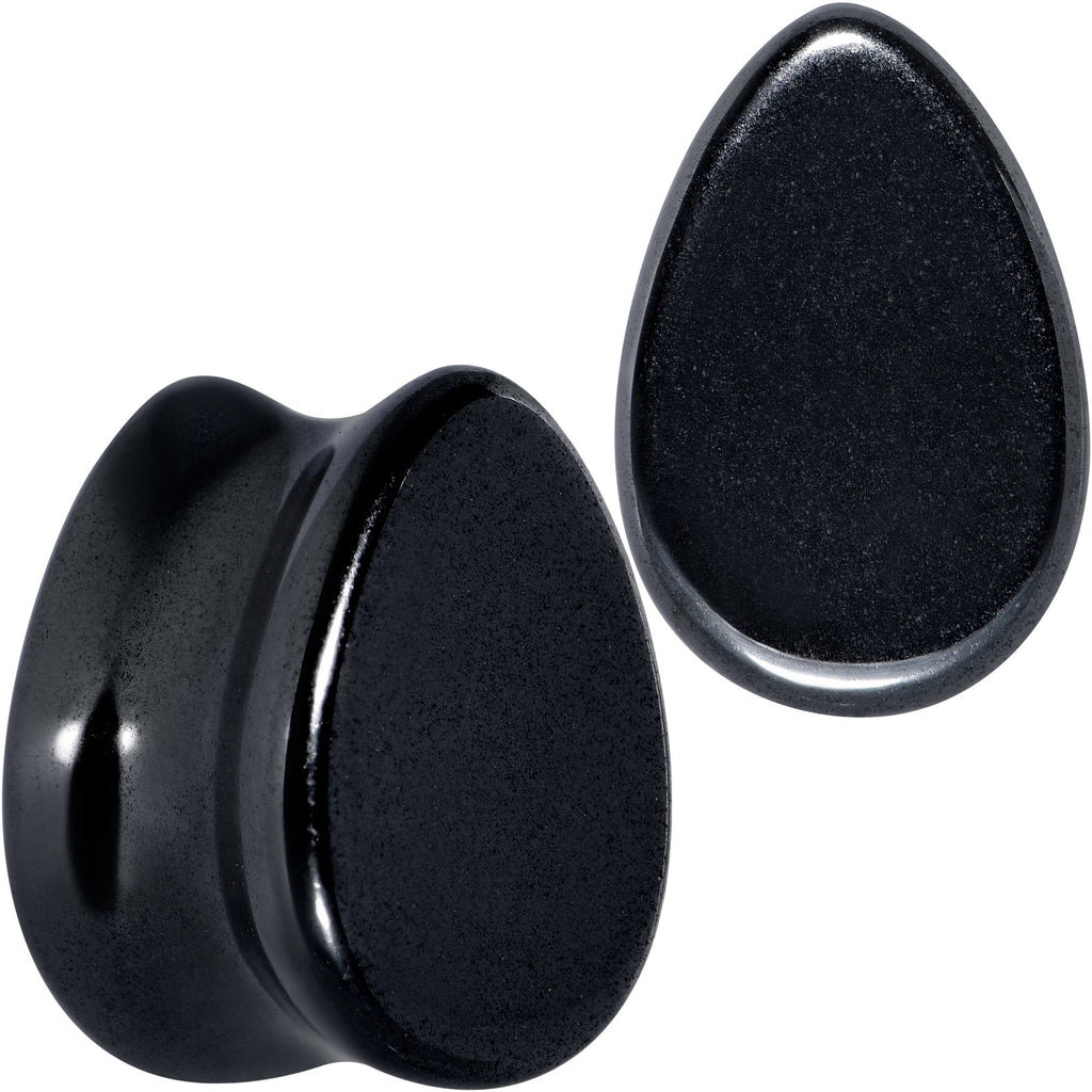 BodyCandy Black Hematite Stone Drop Saddle Plug Set — color detail