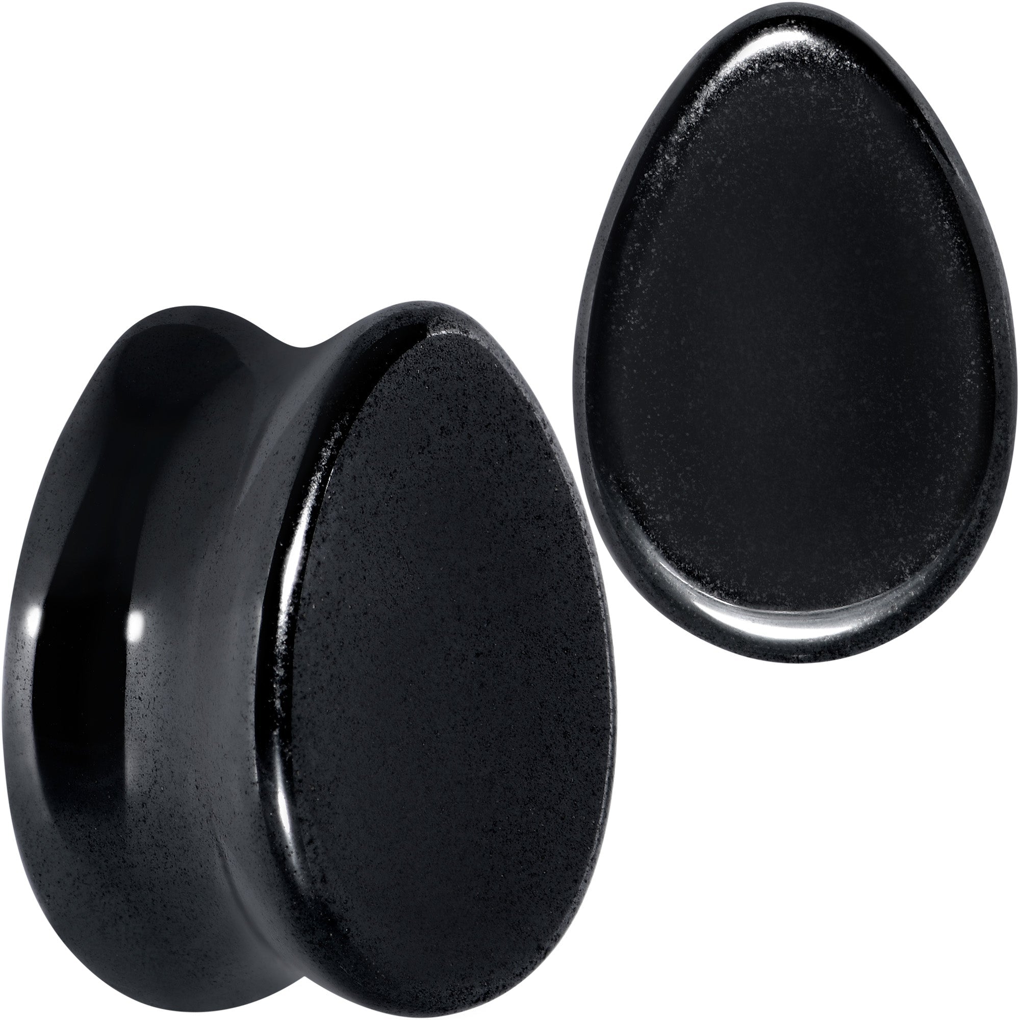 BodyCandy Black Hematite Stone Drop Saddle Plug Set — comparison shot
