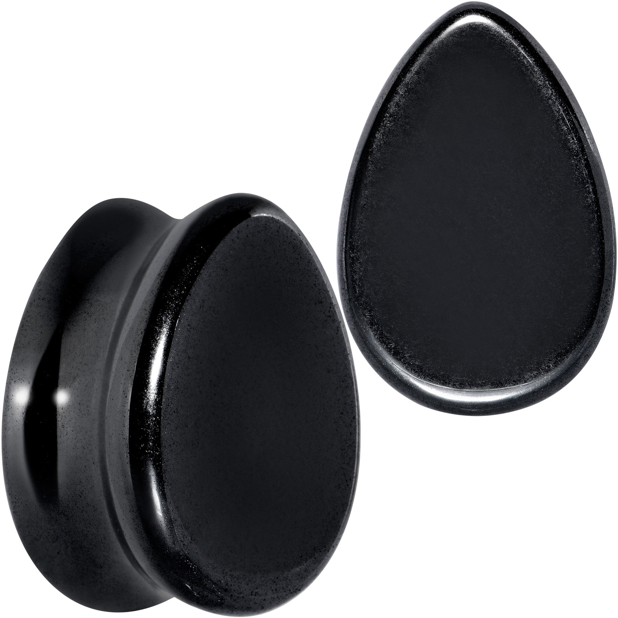 BodyCandy Black Hematite Stone Drop Saddle Plug Set — fabric or material detail