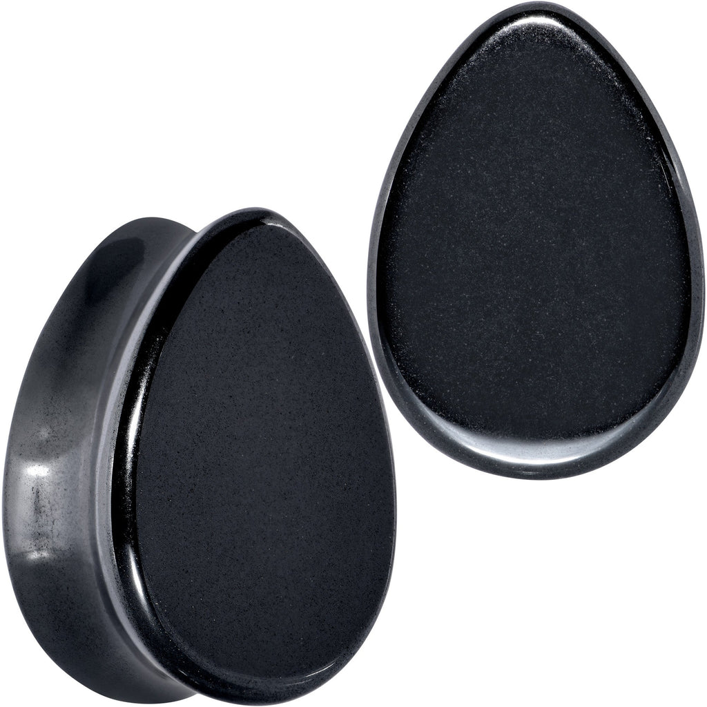 BodyCandy Black Hematite Stone Drop Saddle Plug Set — product on model