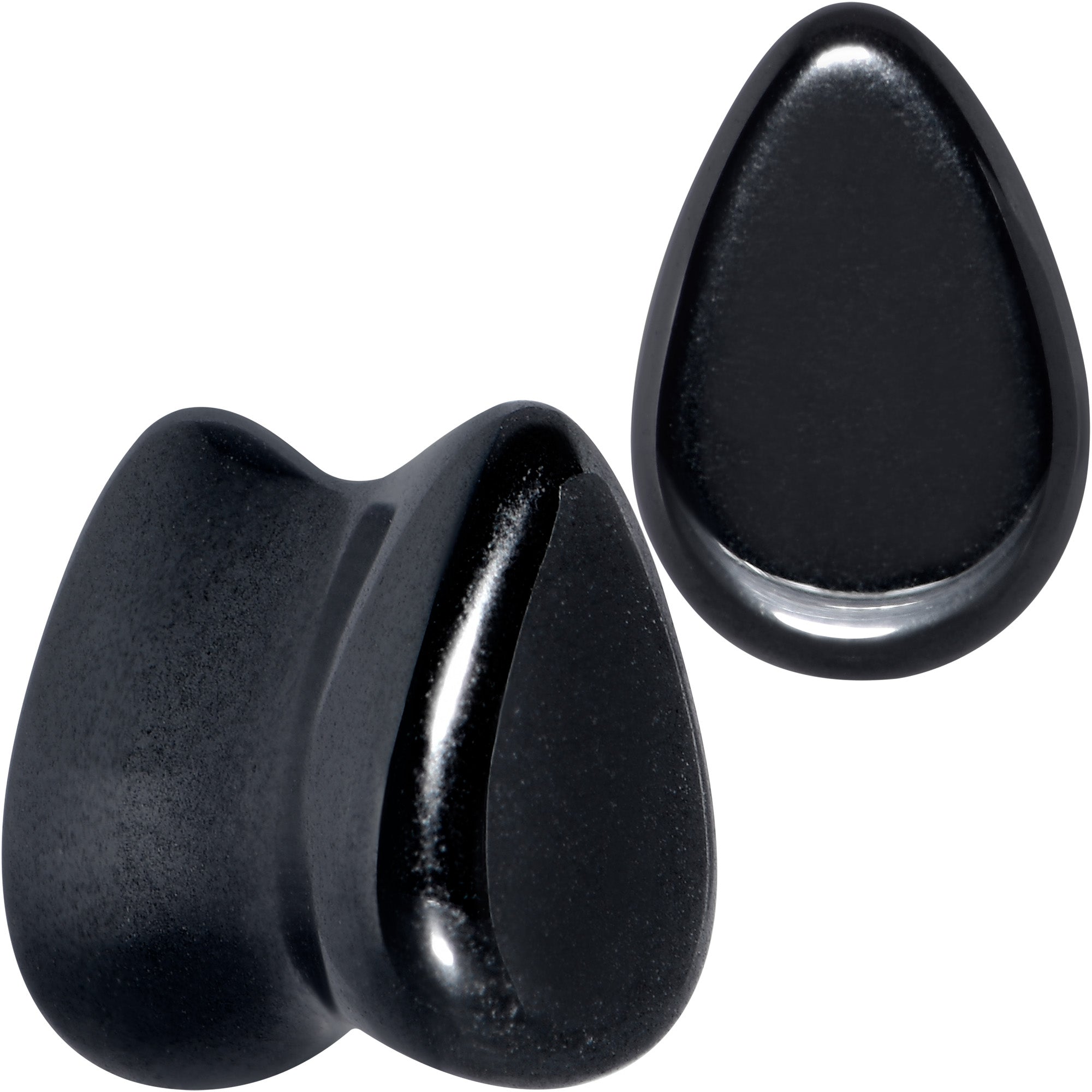 BodyCandy Black Hematite Stone Drop Saddle Plug Set — alternative angle