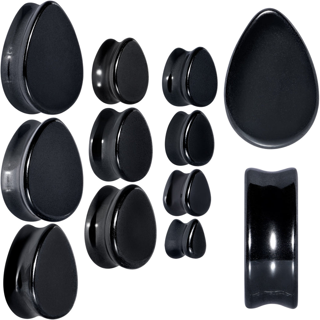 BodyCandy Black Hematite Stone Drop Saddle Plug Set — main product shot