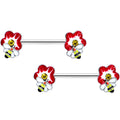 BodyCandy 14G 9/16 Yellow Gem Queen Bee Flower Barbell Nipple Ring Set — main product shot