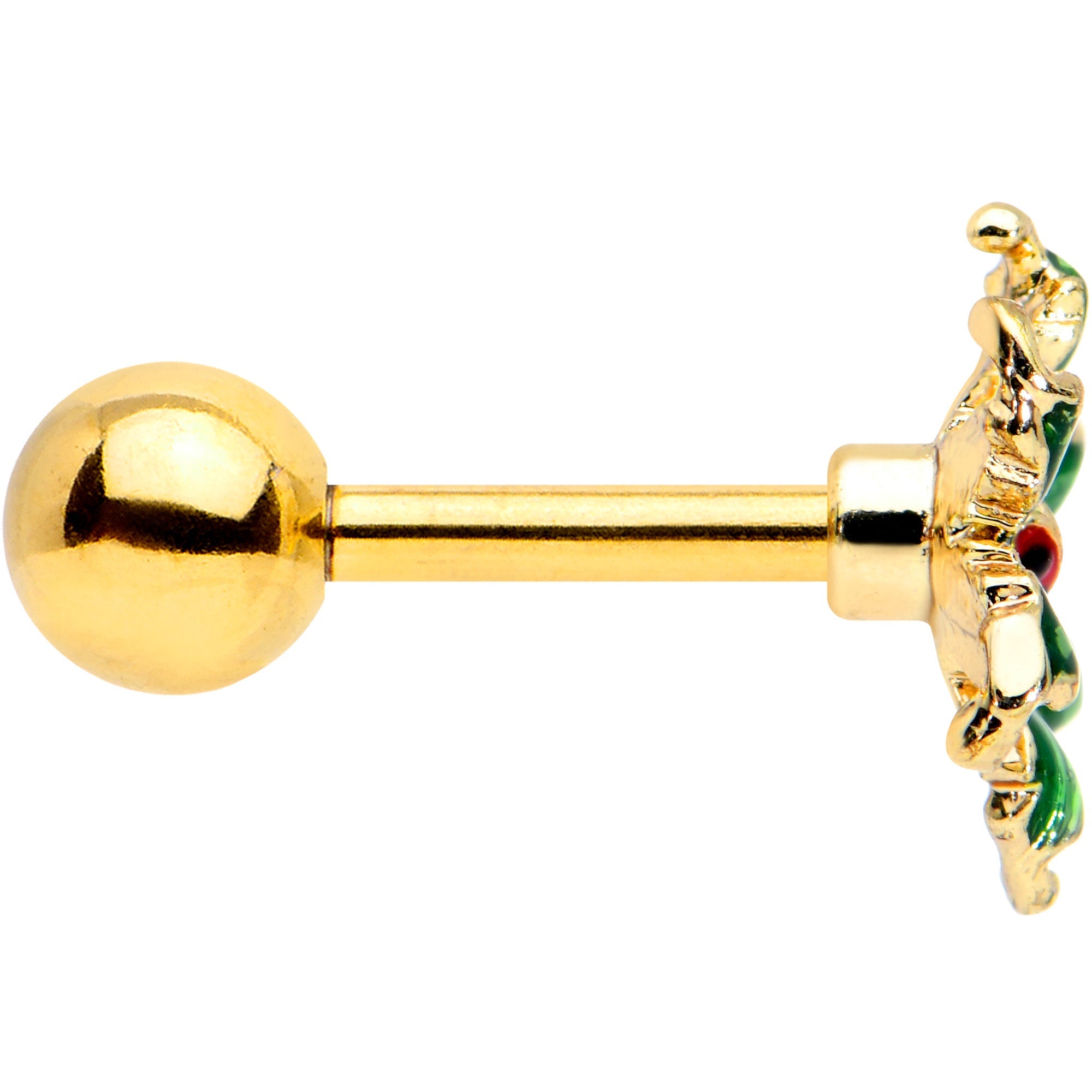 BodyCandy 16G 1/4 Gold Tone Tiny Ladybug Leaves Cartilage Tragus Earring — lifestyle context
