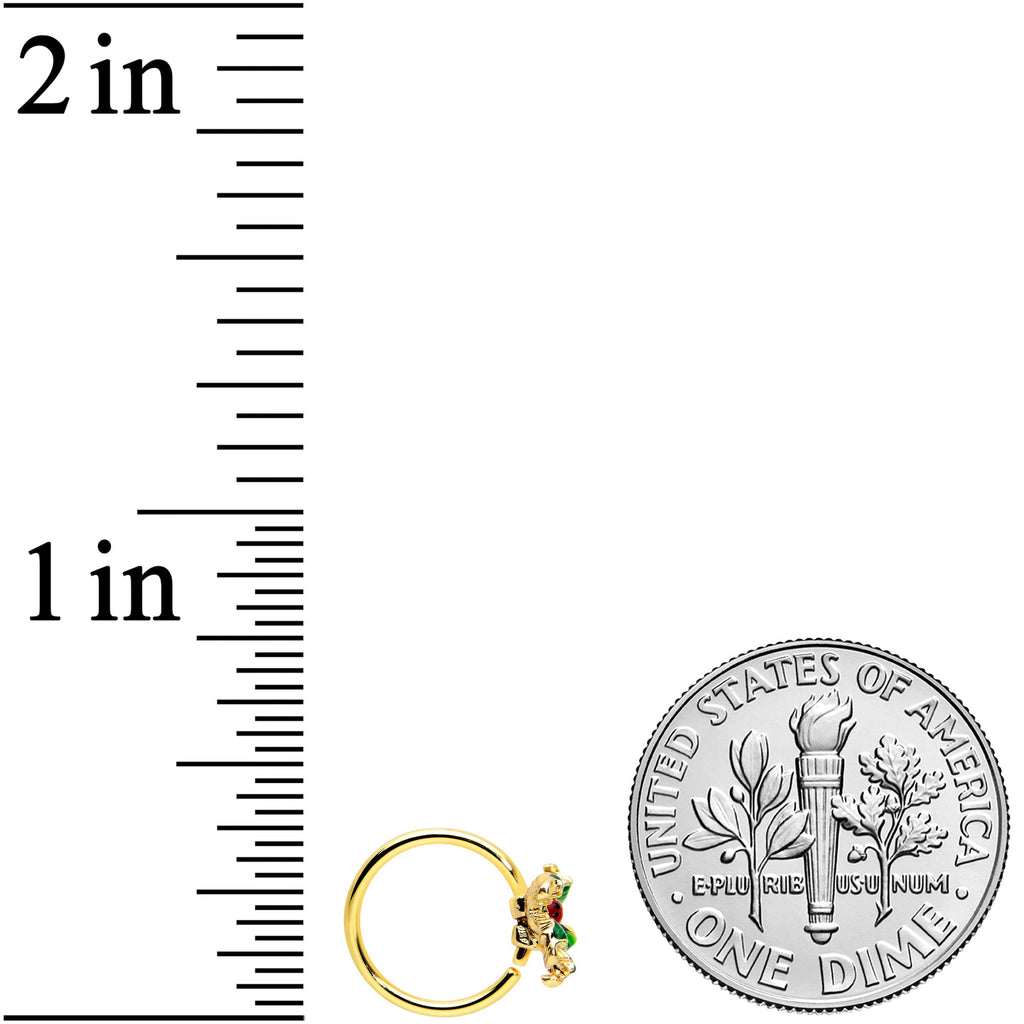 BodyCandy 20G 5/16 Gold Tone Tiny Ladybug Leaves Nose Hoop — side view