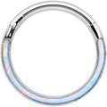 BodyCandy 16G 3/8 White Synthetic Opal Bottom Curve Hinged Segment Ring — main product shot