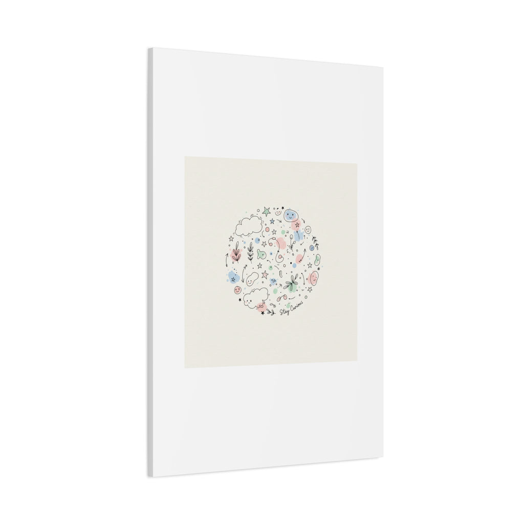 Doodle Circle Line Drawing Matte Canvas, Hand-Drawn Sketch Art