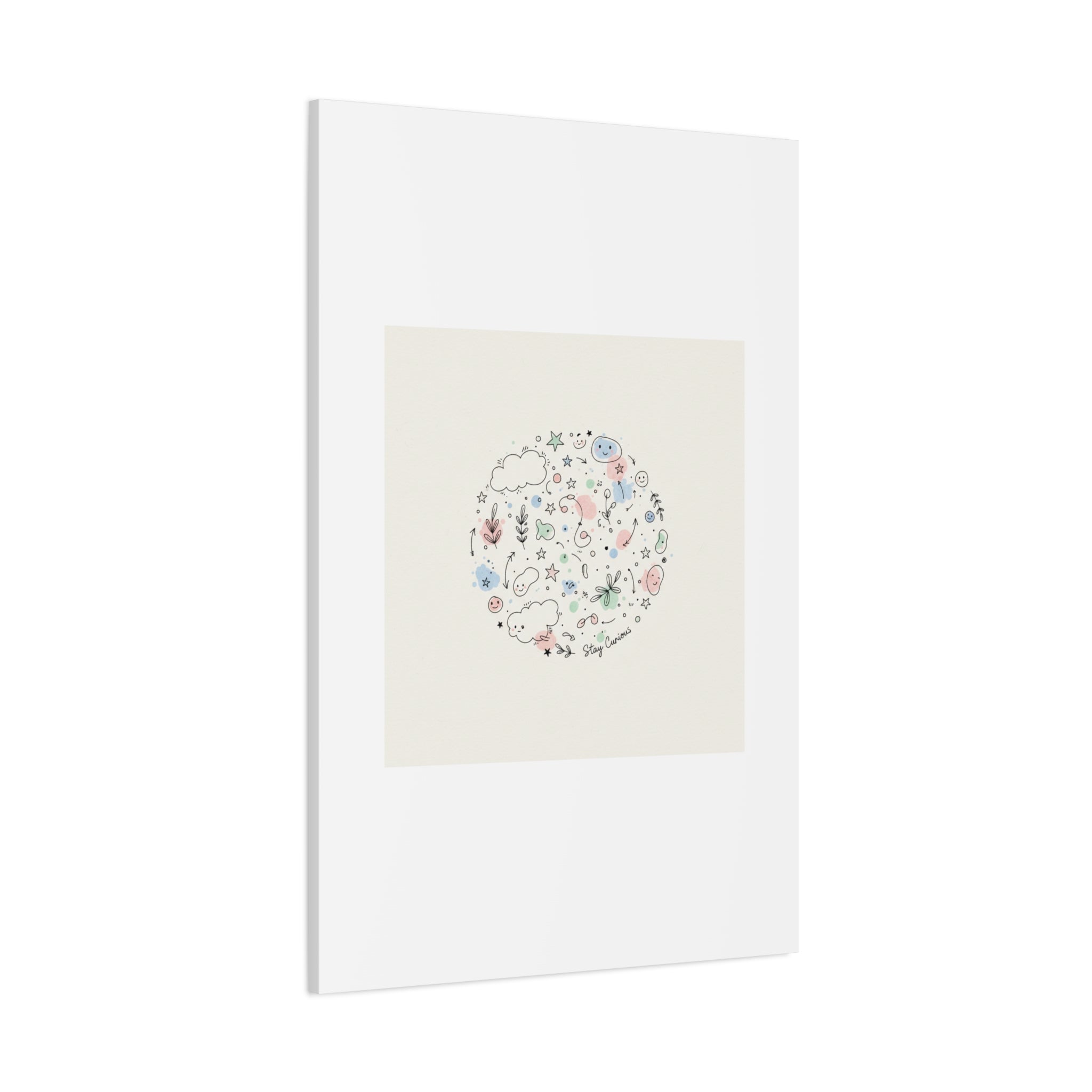 Doodle Circle Line Drawing Matte Canvas, Hand-Drawn Sketch Art