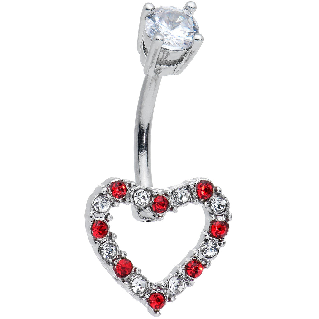 BodyCandy Clear Red Gem Hollow Heart Valentines Day Belly Ring — main product shot